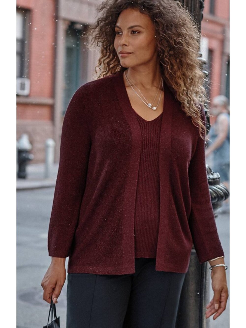 NWT J. Jill Wearever Womens Size XS Burgundy Knit Open Cardigan Sweater NEW